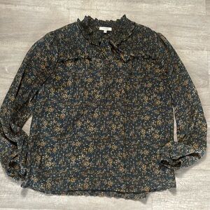 Anthropologie Pleione Top Women’s Blouse Size Small  Floral Shirt